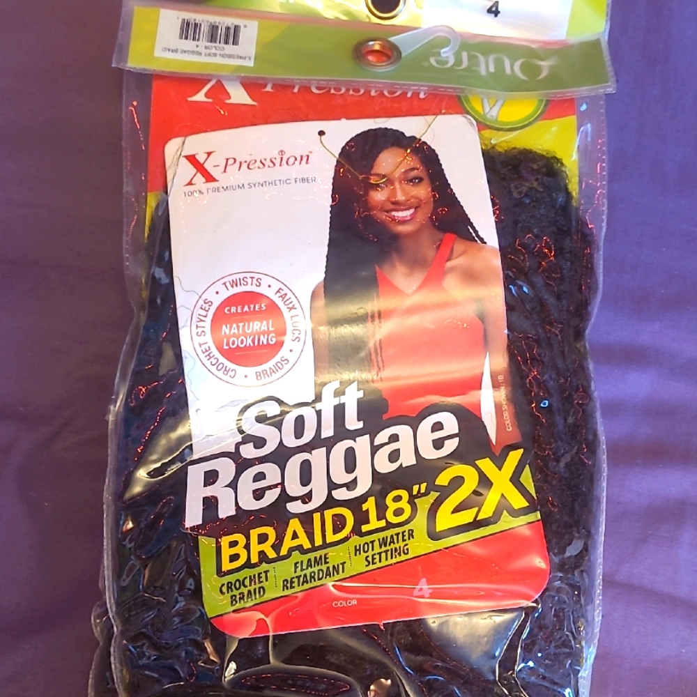 2 For $20 Soft Reggae Braid 18" - Black (4)